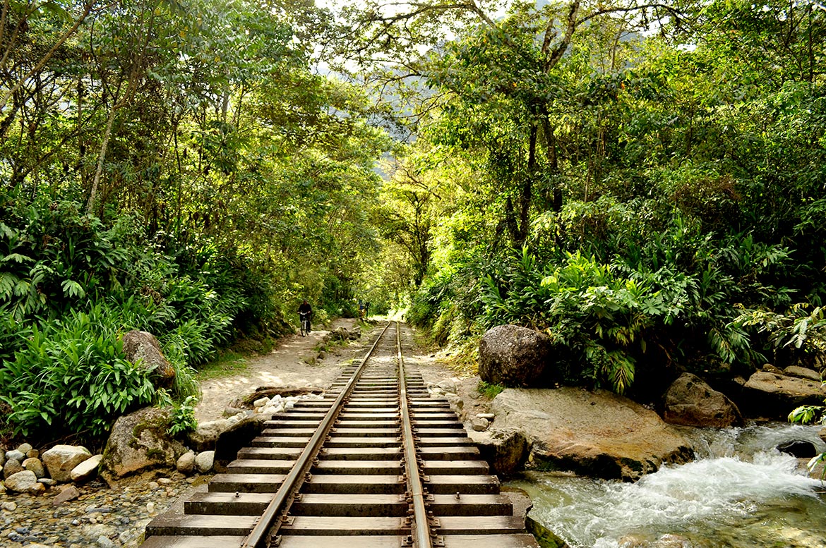 Walking along the train tracks for 3 hours to Aguas Calientes