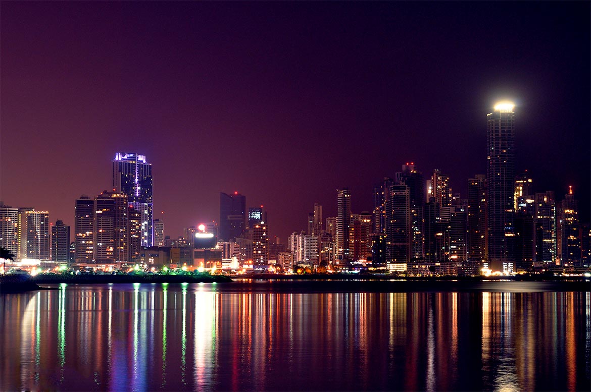 The coastline of Panama City